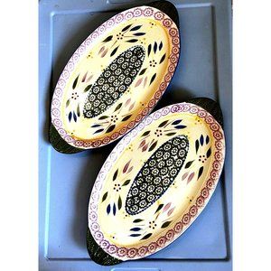 Temptations Oval Floral Platter Ovenware by TARA - OLD WORLD - 13.5" - Set / 2